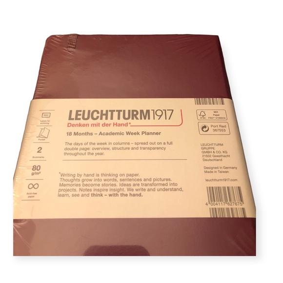 Leuchtturm 1917 2023-2024 A5 Academic Weekly Planner bullet journal NWT Port Red - Picture 5 of 9
